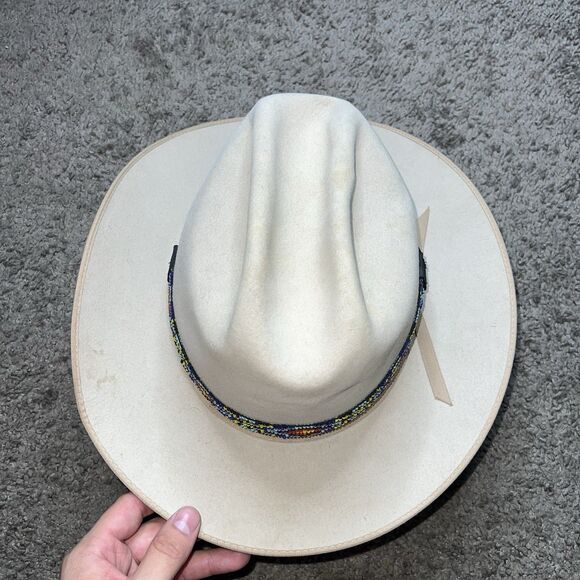 Cream Cowboy Hat with Beaded Band - Picture 2 of 9